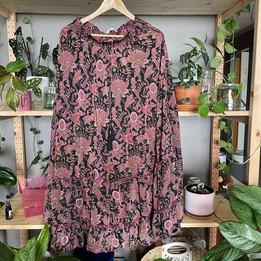 Floral Pink and Black Dress